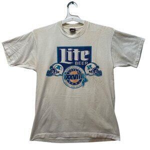 STAINED Vintage Super Bowl XXVIII Lite Beer T-Shirt White XL SEE PICS